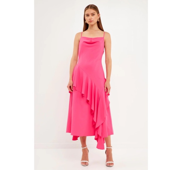 Endless Rose Waterfall Pink Maxi Dress M New - Picture 2 of 7